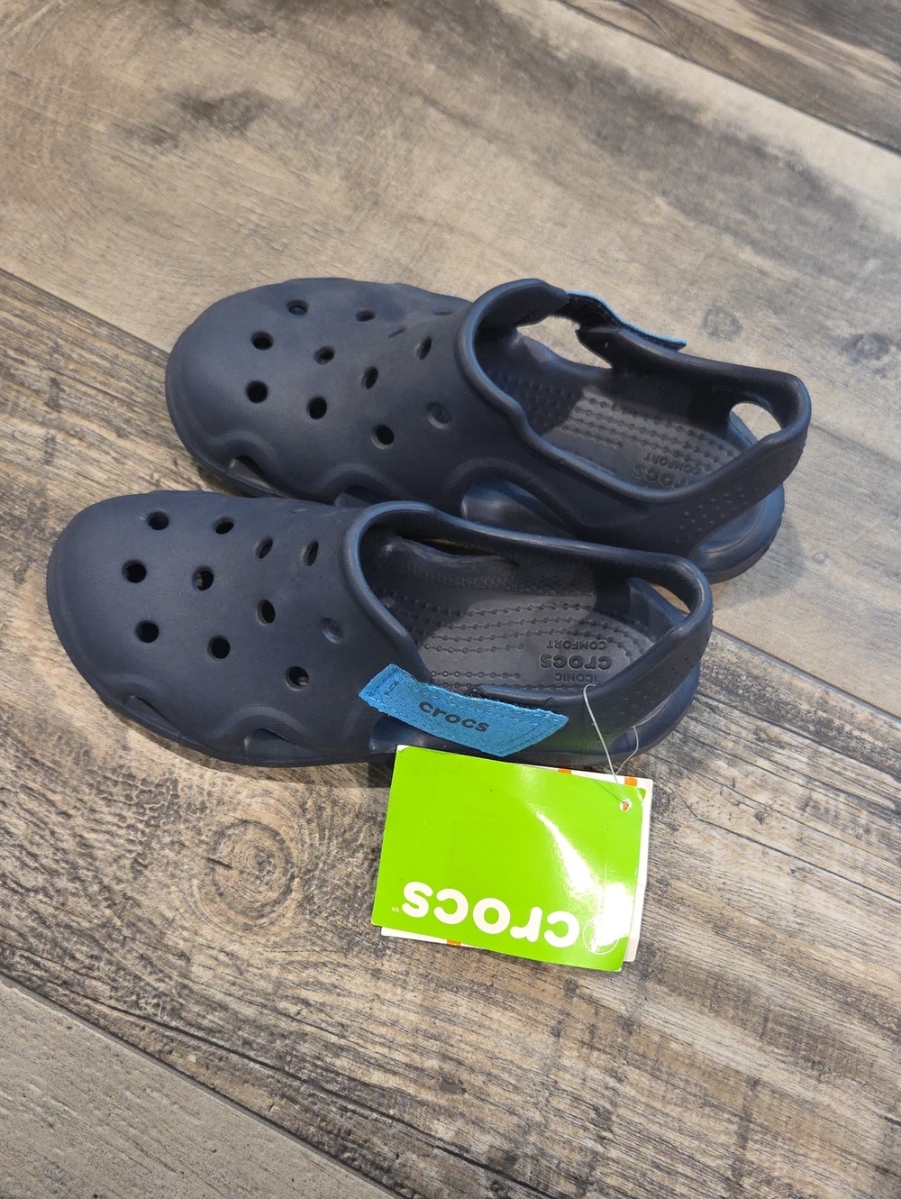 Nwt. CROCS Kids' Navy Blue Classic Clog Sandals with Heel Strap Size 2
